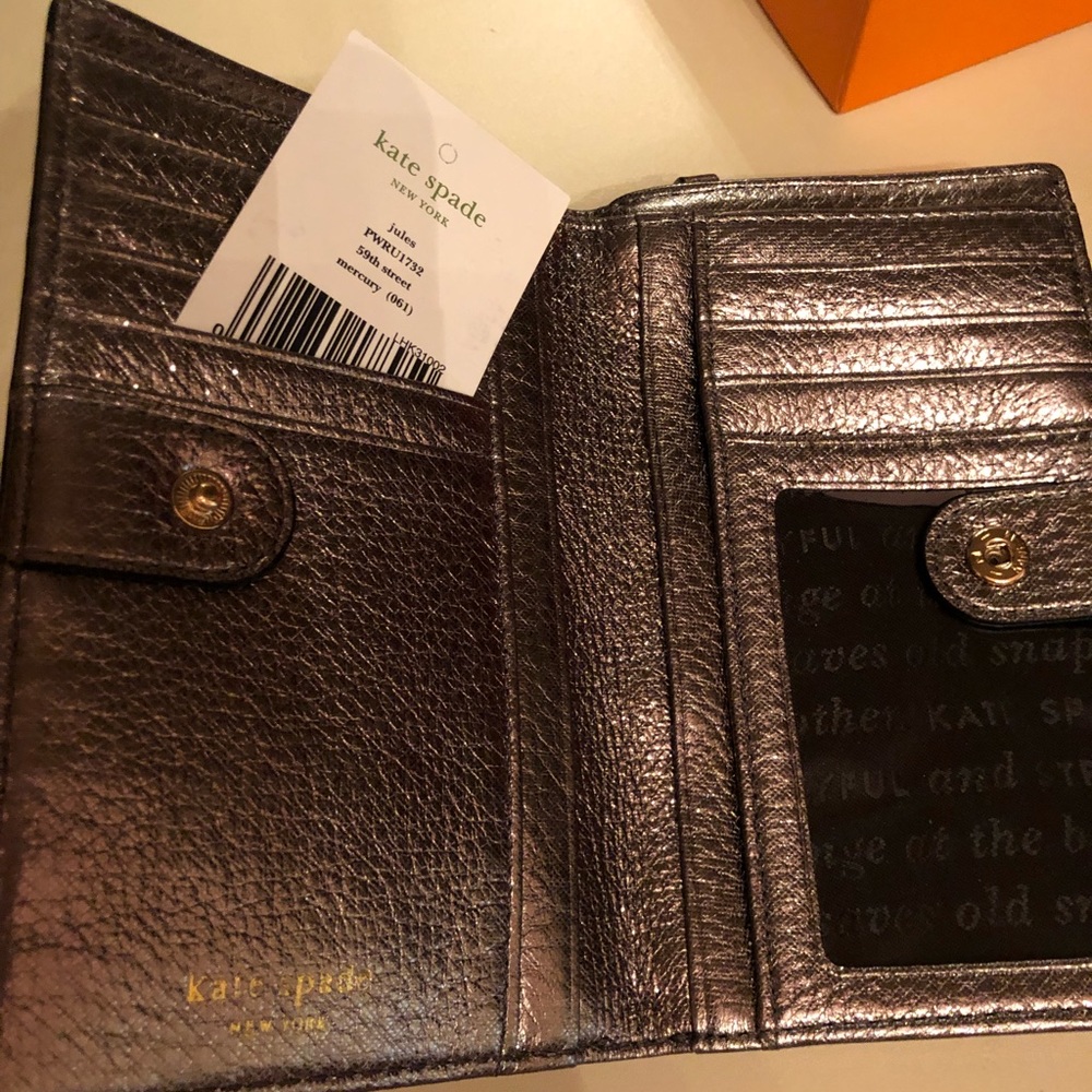 Kate spade brand new pewter wallet with tags/box